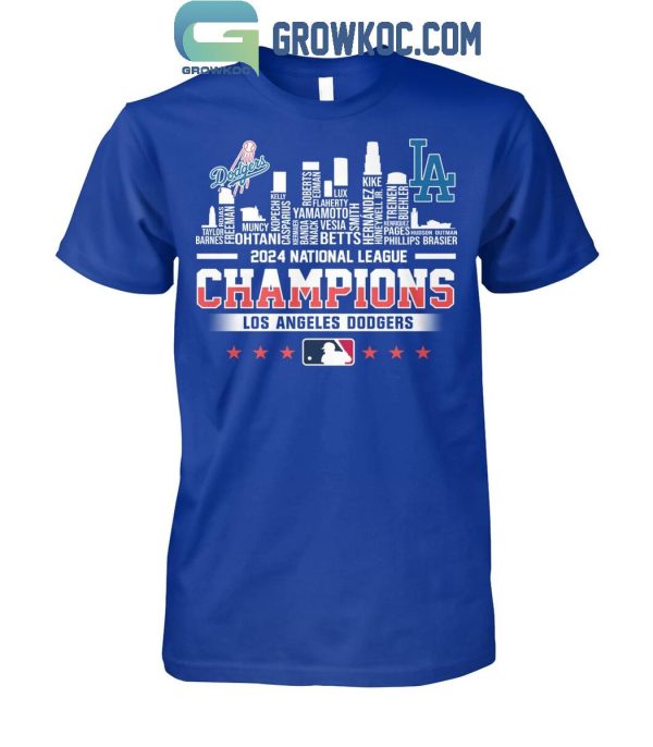 2024 National League Winner Los Angeles Dodgers Skyline Of LA City T-Shirt