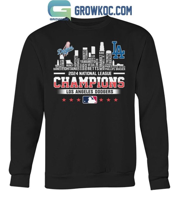 2024 National League Winner Los Angeles Dodgers Skyline Of LA City T-Shirt