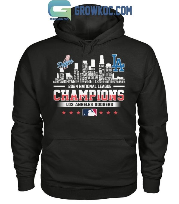 2024 National League Winner Los Angeles Dodgers Skyline Of LA City T-Shirt