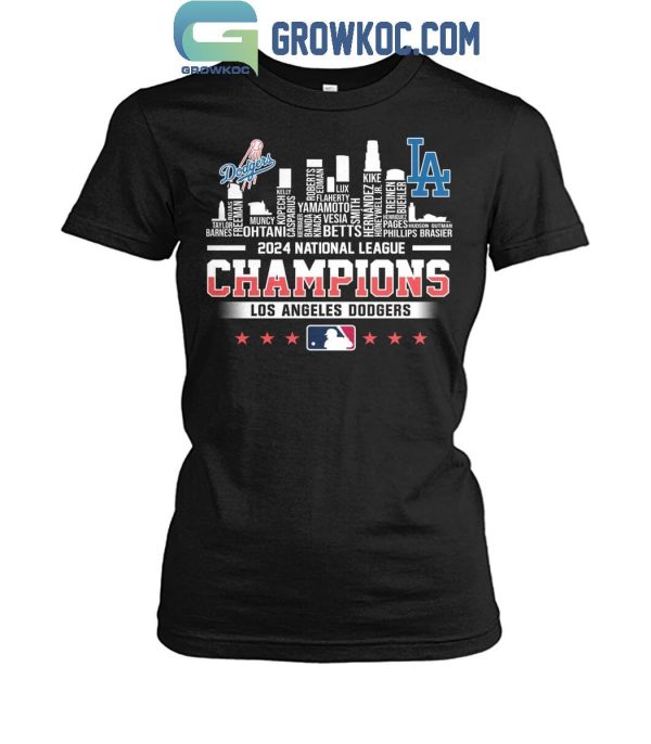 2024 National League Winner Los Angeles Dodgers Skyline Of LA City T-Shirt