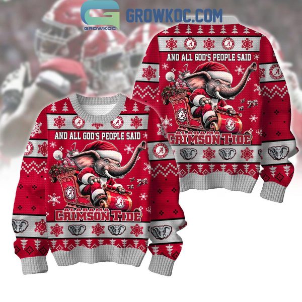 Alabama Crimson Tide And All God’s People Said Crimson Tide Christmas Ugly Sweater