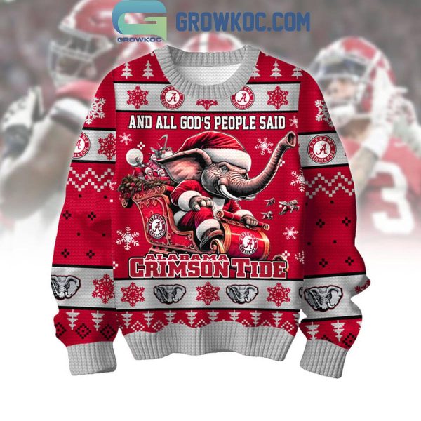 Alabama Crimson Tide And All God’s People Said Crimson Tide Christmas Ugly Sweater