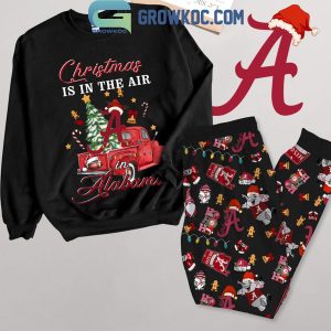 Alabama Crimson Tide Christmas Is In The Air In Alabama Fleece Pajamas Set Long Sleeve