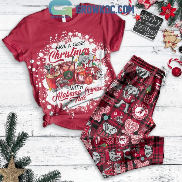 Alabama Crimson Tide Have A Glory Christmas With Alabama Fleece Pajamas Set