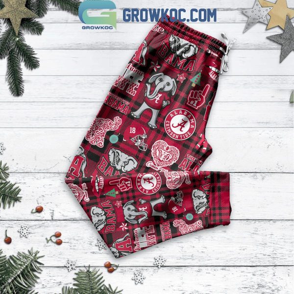 Alabama Crimson Tide Have A Glory Christmas With Alabama Fleece Pajamas Set