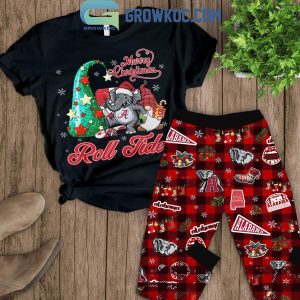 Alabama Crimson Tide Merry Christmas 2024 Roll Tide Fleece Pajama Set