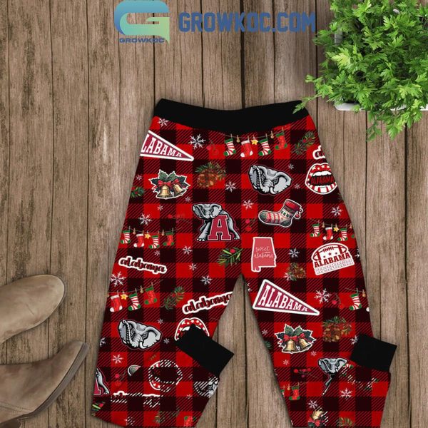 Alabama Crimson Tide Merry Christmas 2024 Roll Tide Fleece Pajama Set