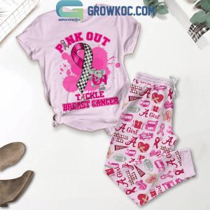 Alabama Crimson Tide Pink Out Tackle Breast Cancer Fleece Pajamas Set