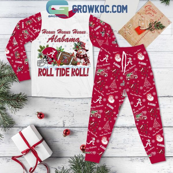 Alabama Crimson Tide Roll Tide Roll Heaux Fleece Pajamas Set Long Sleeve