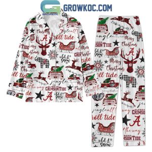 Alabama Crimson Tide Roll Tide Roll Merry Christmas 2024 Polyester Pajamas Set