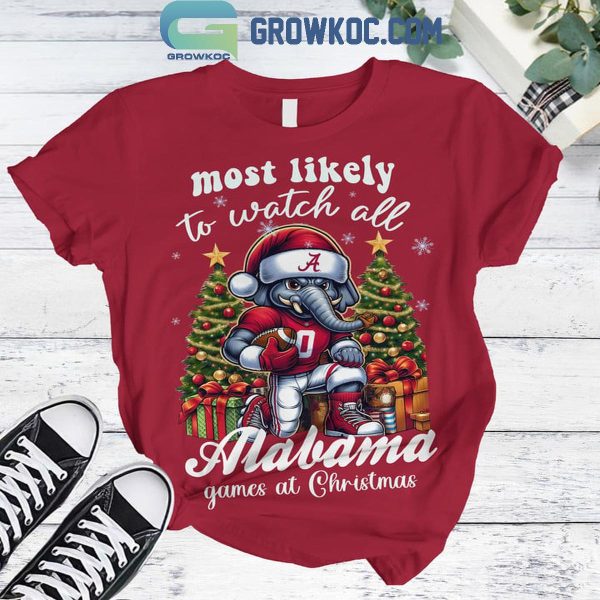 Alabama Crimson Tide Watch All Alabama Games At Christmas Fleece Pajamas Set