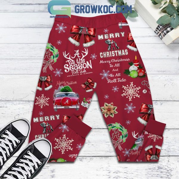 Alabama Crimson Tide Watch All Alabama Games At Christmas Fleece Pajamas Set