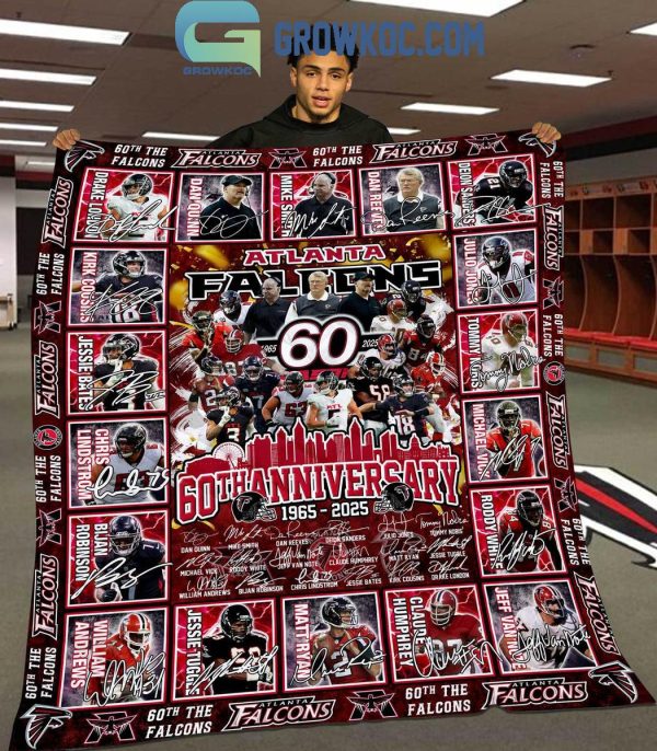 Atlanta Falcons 60th Anniversary 1965-2024 Fleece Blanket Quilt