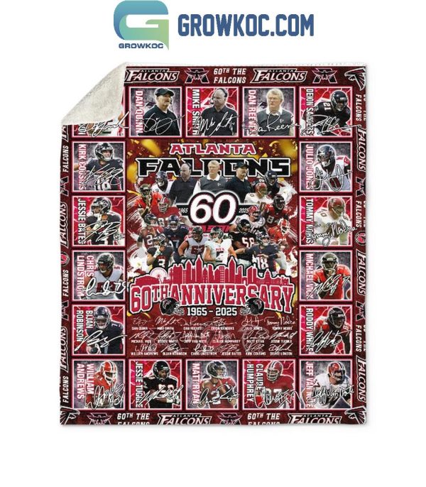 Atlanta Falcons 60th Anniversary 1965-2024 Fleece Blanket Quilt