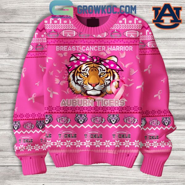 Auburn Tigers Breast Cancer Warrior 2024 Hot Pink Design Ugly Sweater