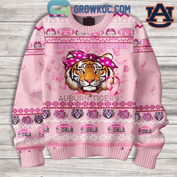 Auburn Tigers Breast Cancer Warrior 2024 Ugly Sweater Light Pink Version