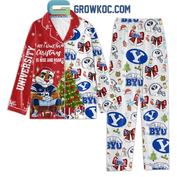 BYU Cougars All I Want For Christmas Is Rise And Roar 2024 Polyester Pajamas Set