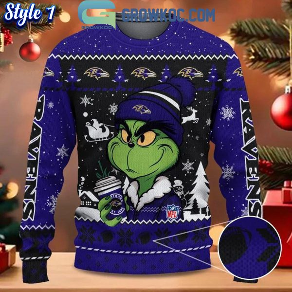 Baltimore Ravens Grinch Stolen Christmas 2024 Grinchmas Ugly Sweater