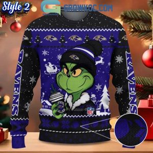 Baltimore Ravens Grinch Stolen Christmas 2024 Grinchmas Ugly Sweater