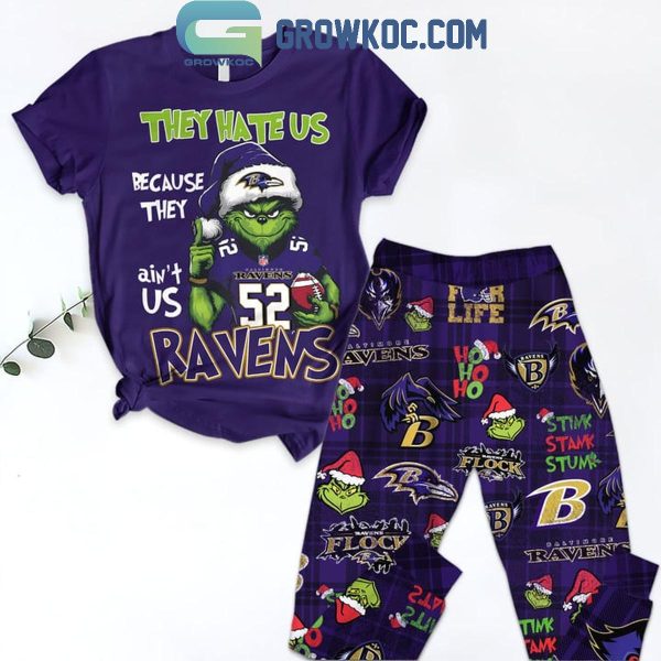 Baltimore Ravens Grinch They Hate Us Because The Ain’t Us Fleece Pajamas Set