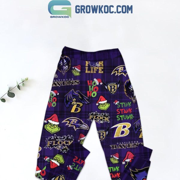 Baltimore Ravens Grinch They Hate Us Because The Ain’t Us Fleece Pajamas Set