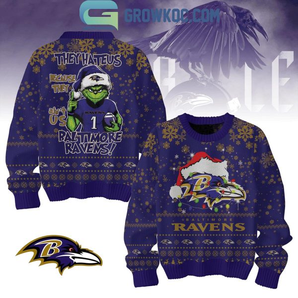 Baltimore Ravens They Hate Us Because The Ain’t Us Ravens 2024 Christmas Ugly Sweater