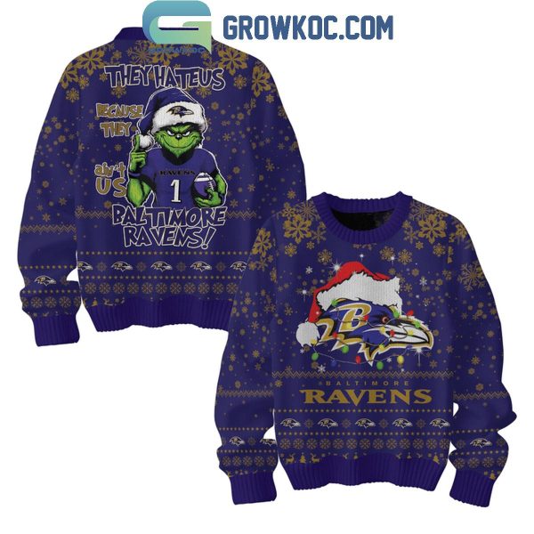 Baltimore Ravens They Hate Us Because The Ain’t Us Ravens 2024 Christmas Ugly Sweater