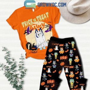 Bluey Boo In Halloween Trick Treat Candy Fleece Pajamas Set