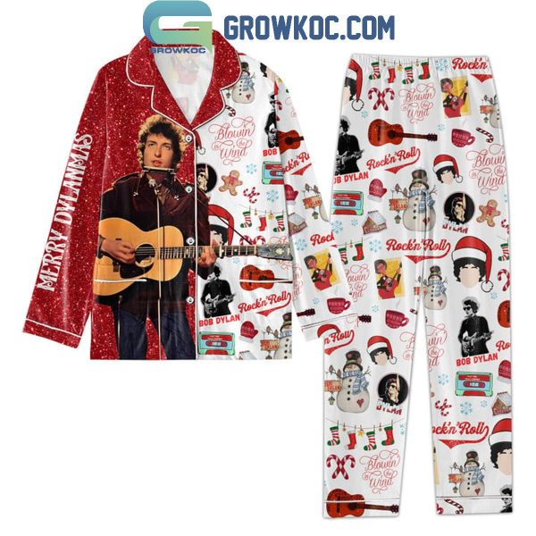 Bob Dylan Rockin’ Roll Merry Dylanmas Christmas Polyester Pajamas Set