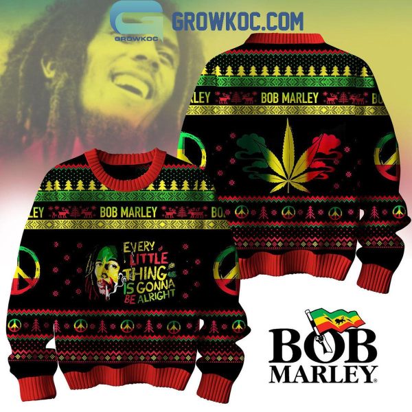 Bob Marley Everything Little Thing Is Gonna Be Alright Christmas Ugly Sweater