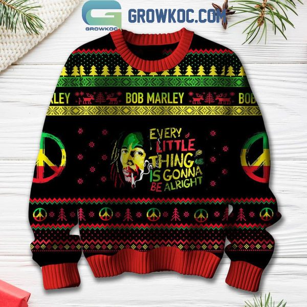 Bob Marley Everything Little Thing Is Gonna Be Alright Christmas Ugly Sweater