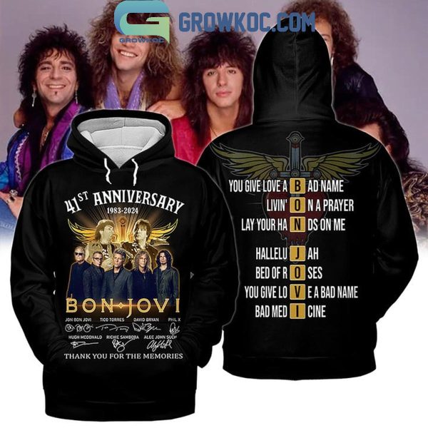 Bon Jovi 41st Anniversary Thank You For The Memories 1983-2024 Hoodie T-Shirt