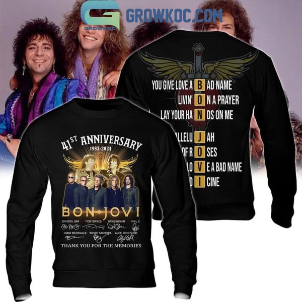 Bon Jovi 41st Anniversary Thank You For The Memories 1983-2024 Hoodie T-Shirt