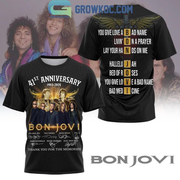 Bon Jovi 41st Anniversary Thank You For The Memories 1983-2024 Hoodie T-Shirt