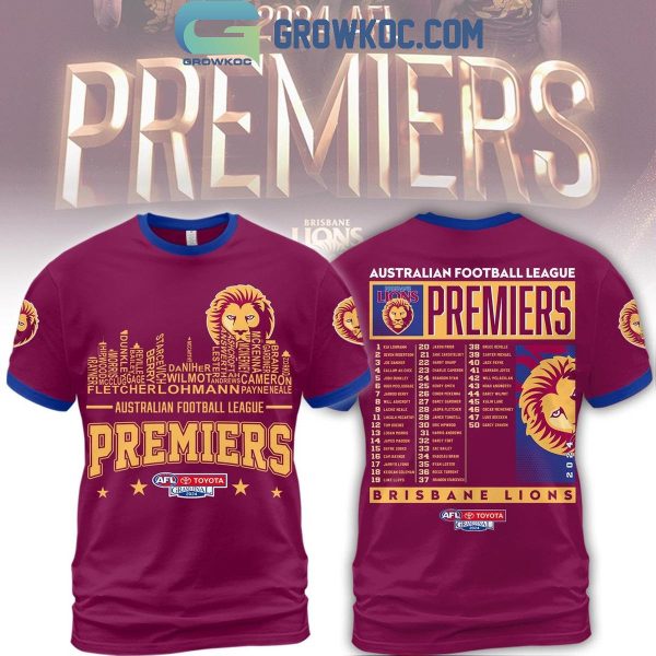 Brisbane Lions Australian Football League 2024 Premiers Champions Skyline Hoodie T-Shirt