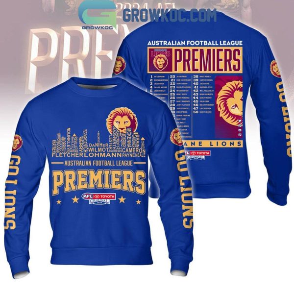 Brisbane Lions Australian Football League 2024 Premiers Champions Skyline Hoodie T-Shirt