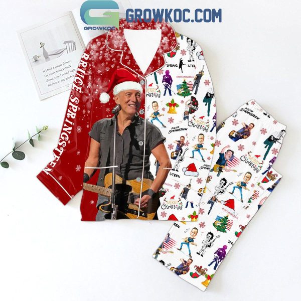 Bruce Springsteen Merry Christmas 2024 Polyester Pajamas Set