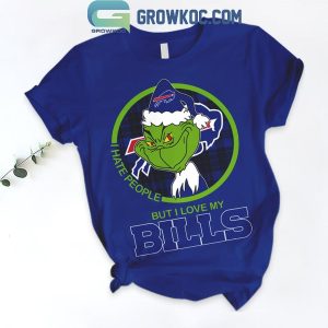 Buffalo Bills Grinch 2024 I Hate People But Love Bills Fleece Pajamas Set