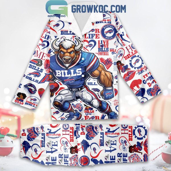 Buffalo Bills Love For Life 2024 Christmas Polyester Pajamas Set