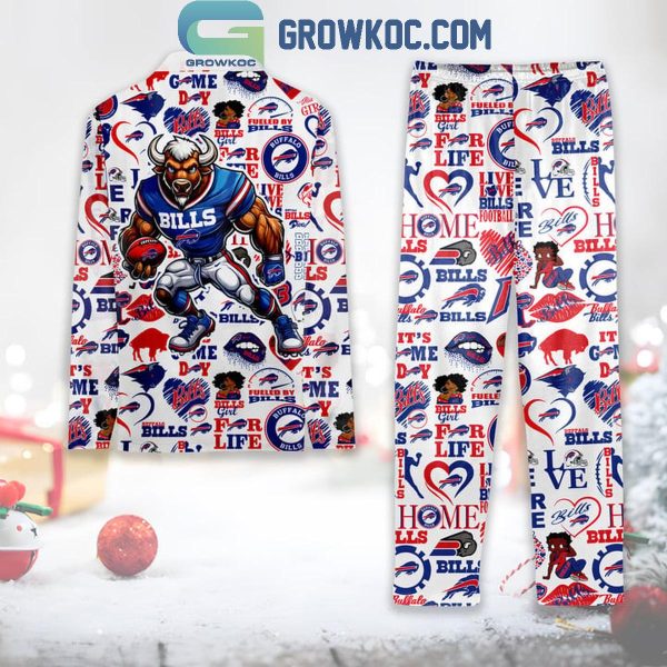 Buffalo Bills Love For Life 2024 Christmas Polyester Pajamas Set