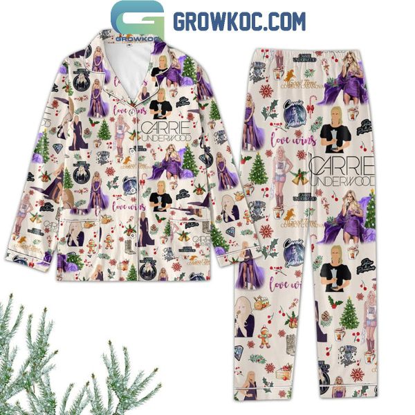 Carrie Underwood Love Wins Merry Christmas 2024 Polyester Pajamas Set