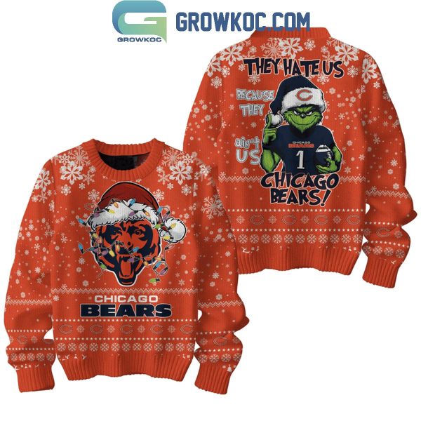 Chicago Bears They Hate Us Because The Ain’t Us Orange Christmas Ugly Sweater