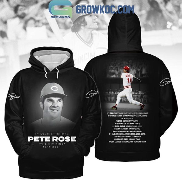 Cincinnati Reds In Loving Memory Peter Rose The Hit King 1941-2024 Hoodie T-Shirt