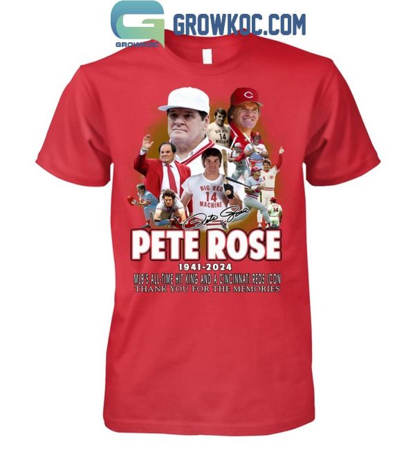 Cincinnati Reds Peter Rose 1941-2024 Thank You For The Memories T-Shirt