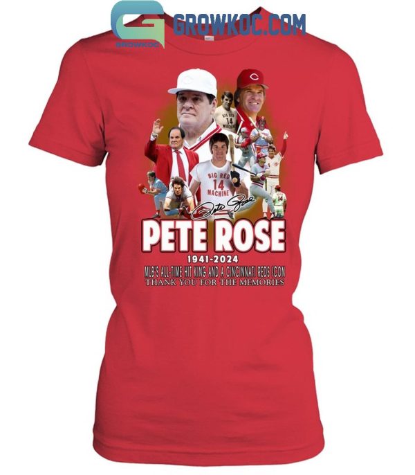 Cincinnati Reds Peter Rose 1941-2024 Thank You For The Memories T-Shirt