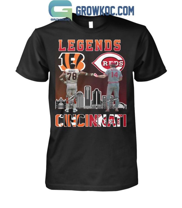 Cincinnati Reds Peter Rose The Legends Cincinnati Bengals Anthony Munoz T-Shirt