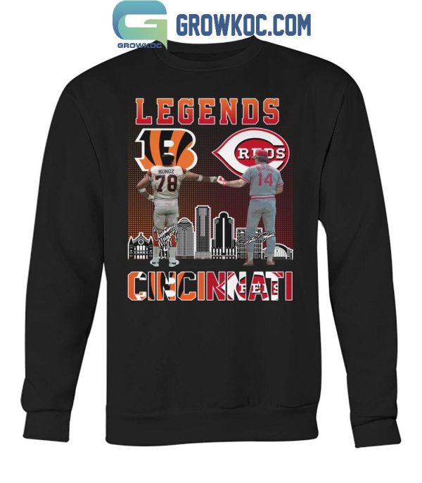 Cincinnati Reds Peter Rose The Legends Cincinnati Bengals Anthony Munoz T-Shirt