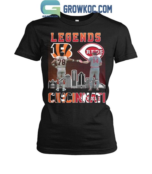 Cincinnati Reds Peter Rose The Legends Cincinnati Bengals Anthony Munoz T-Shirt