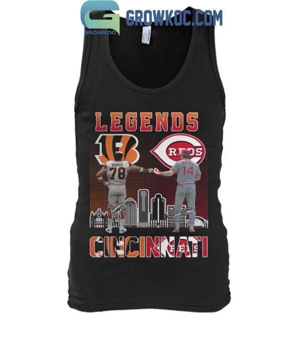 Cincinnati Reds Peter Rose The Legends Cincinnati Bengals Anthony Munoz T-Shirt