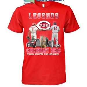 Cincinnati Reds The Legends Peter Rose Johnny Bench Thank You For The Memories T-Shirt